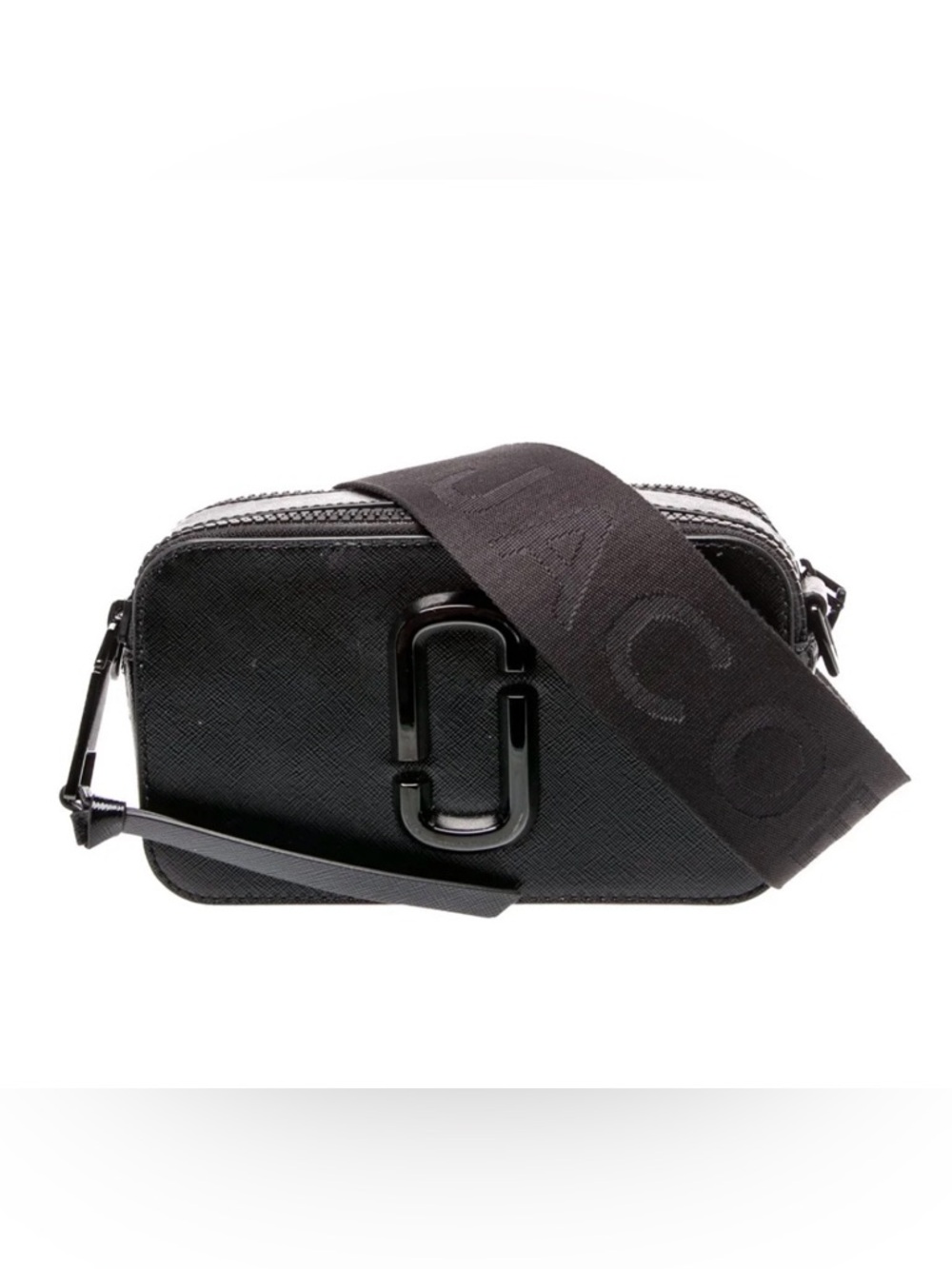 Marc Jacobs Black Textured Camera Bag with Logo Strap